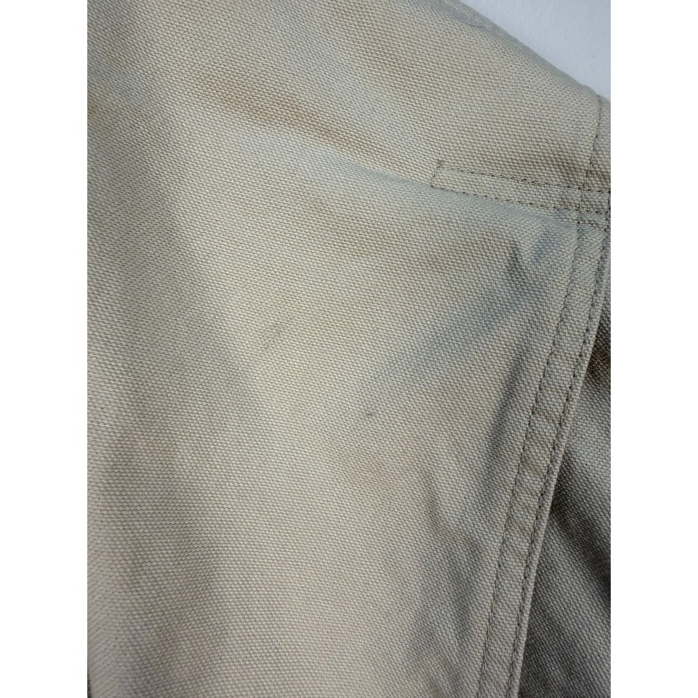 LL Bean Mens Field Coat Barn Jacket Beige Khaki Canvas Plaid Lined Corduroy L - Picture 11 of 16